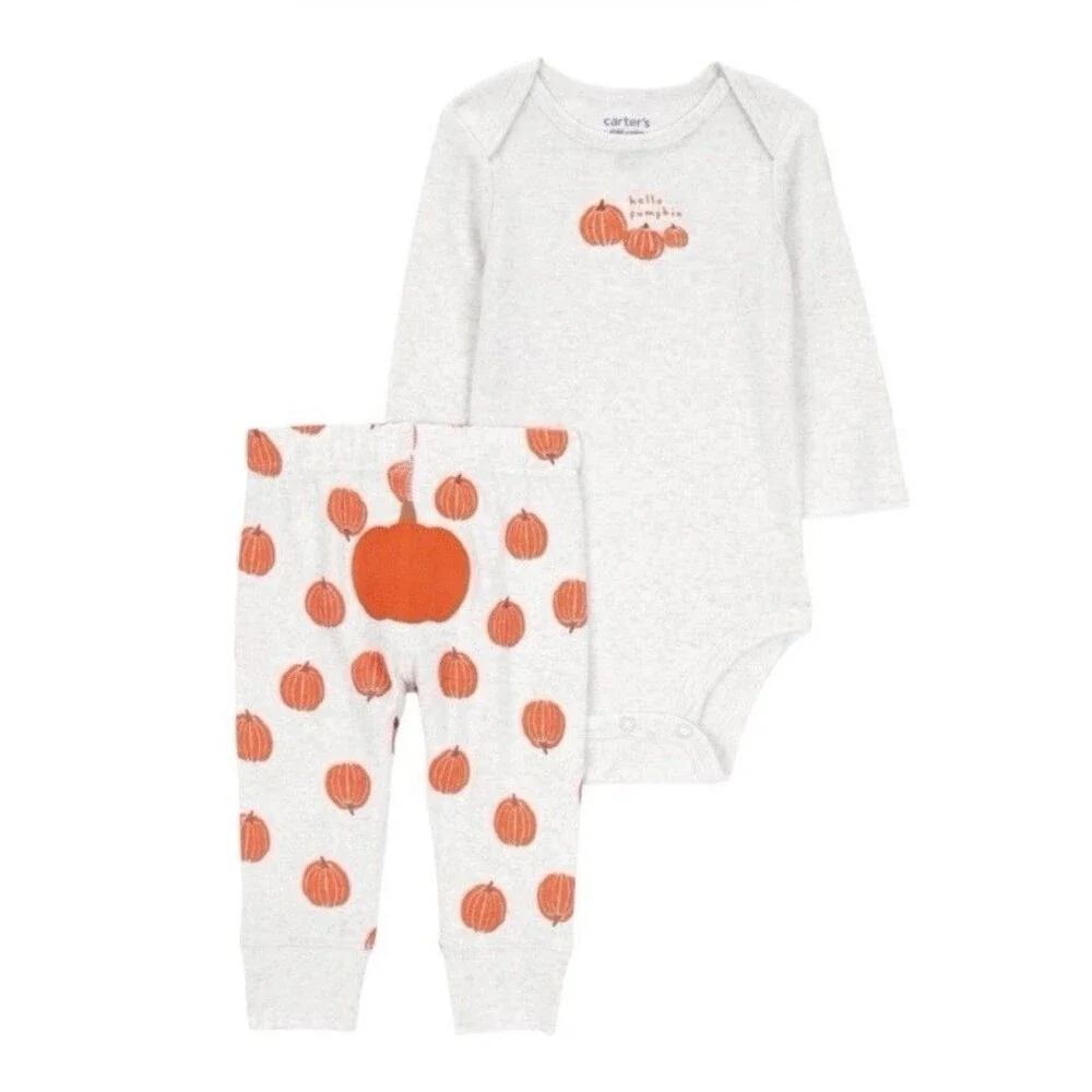 Carter's 'Hello Pumpkin' Thanksgiving or Halloween 2pc Size Newborn (0)